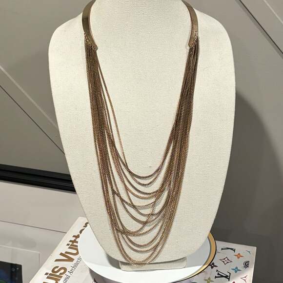 Francesca's Collections Jewelry - Francesca's Collections Gold Tone Graduated Strand Chain Waterfall Necklace